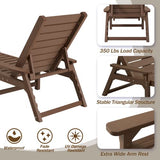 ACUEL Chaise Lounge, Poly Lumber, Outdoor Lounge Chair with Adjustable Backrest, Sturdy Weather Resistant Waterproof Fade Proof, for Poolside Patio Garden(Brown)