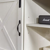 Walker Edison Corbin Modern Farmhouse Sliding X Barn Door TV Stand for TVs up to 80 Inches, 70 Inch, Reclaimed Barnwood and Brushed White Walker Edison