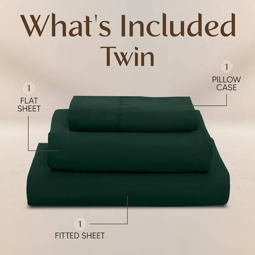 Utopia Bedding Twin Sheet Set – 3 Piece Bed Sheets for Twin Size Bed, Soft and Breathable Microfiber, Includes 1 Fitted Sheet, 1 Flat Sheet and 1 Pillowcase (Emerald Green) Utopia Bedding