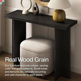 Fluted Console Table - Small Entry Desk for Narrow Spaces - Modern, Mid-Century Home Decor - Living Room Furniture - Solid Wood Entryway Table - Fluted Cross Bass and Rectangular Top (Black) Stead