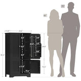TEENFON Storage Cabinet with 4 Doors, Kitchen Cabinet with 6 Door Shelves, Kitchen Pantry for Living Room, Dining Room, Bathroom, Black TEENFON