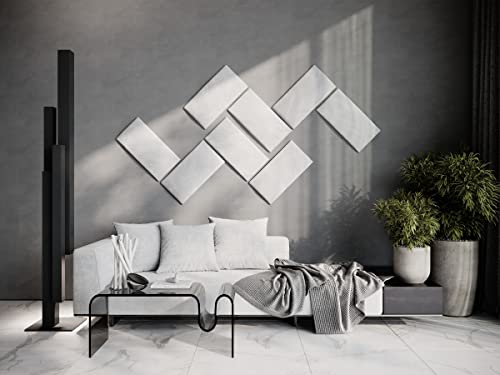 (4 Pack) Velvet Headboard Upholstered Soft Decorative Wall Panels | Padded Boards | Cladded Decor Anti-Collision | Acoustic and Soundproof Treatment | (White (2247), 10"x20" (25x50cm)) ua-acoustics