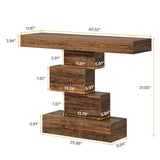 Tribesigns 42.5" Farmhouse Console Table, Narrow Wood Sofa Table Behind Couch with Geometric Base, Industrial Entryway Accent Table for Living Room, Hallway, Entrance (Rustic Brown) Tribesigns