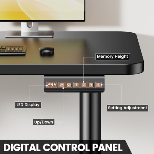 Flycity Electric L Shaped Standing Desk Adjustable Height, 63" x 55" Corner Stand Up Desk, Dual Motor Sit Stand Desk Computer Desk, Home Office Desk with 3 Memory Preset & Child Lock, Black Flycity
