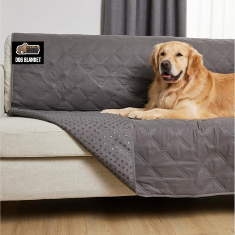 GORILLA GRIP Waterproof Couch Cover for Dogs, Gripped Slip Resistant Backing, Leak Proof Washable Dog Blanket Covers Sofa, Bed, Sectional, Crate, Car, RV Seats, Pet Puppy Essentials, 30x70 Charcoal GORILLA GRIP