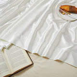 Ersmak Satin Flat Sheet Only, Single Flat Sheet Twin, Luxury & Ultra Soft Silky Bedding Top Sheet for Twin Mattress - Ivory White Ersmak