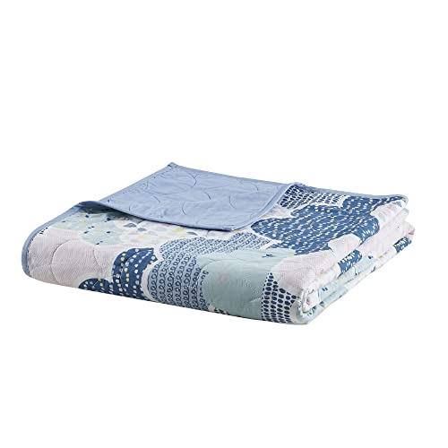 Intelligent Design Kids Reversible Cotton Quilt Set - Vibrant Fun, Playful Print, All Season Children Bedding Coverlet Bedspread, Decorative Pillow, Bedroom Décor, Twin, Cloud Blue 4 Piece Intelligent Design