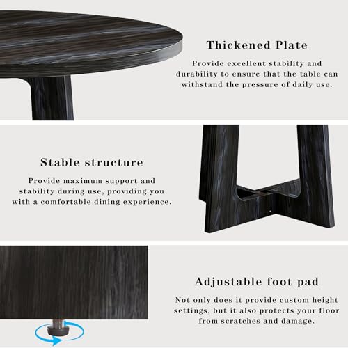 47-Inch Round Conference Table Wooden Wood Base, Modern Wooden Conference Table for 4-6 People, Easy Assembly Boardroom Table (Black) TMGSK