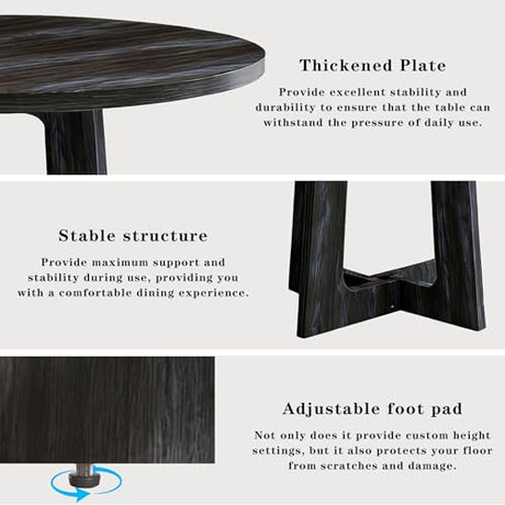 47-Inch Round Conference Table Wooden Wood Base, Modern Wooden Conference Table for 4-6 People, Easy Assembly Boardroom Table (Black) TMGSK