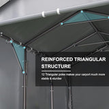 Carport, 10x20ft Heavy Duty Car Port, Portable Garage with Removable Sidewalls & Doors, Carports Canopy Car Shelter with Waterproof Tarp for Car Boat Truck Party (Grey, 10x20 with sidewalls) TANGJEAMER