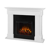 Real Flame Thayer 55” Electric Fireplace with Mantel for Living Room or Bedroom, Replaceable Fireplace Insert Heater, Realistic Log and Flame Effect, Remote Control, Timer, White Real Flame