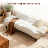 79” Futon Sofa Bed, Sleeper Sofa, Convertible Sofa Bed with Adjustable Backrest and Armrests, Faux Sherpa Cloud Loveseat, Convertible Recliner Sleeper Sofa for Living Room, Bedroom, Apartment, Beige Jocoevol