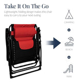 Best Choice Products Oversized Padded Zero Gravity Chair, Folding Outdoor Patio Recliner, XL Anti Gravity Lounger for Backyard w/Headrest, Cup Holder, Side Tray, Polyester Mesh - Red