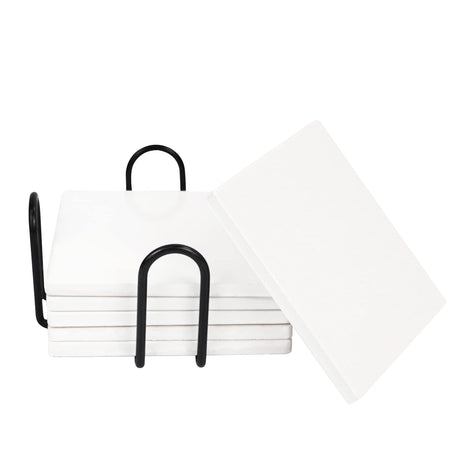 MAIKESUB Sublimation Blanks Drink Coasters Absorbent Coaster Sets of 6 Square Ceramic Drink Coaster for Tabletop Protection Suitable for DIY Crafts Painting Kinds of Cups Wooden Table Cool Home Decor MAIKESUB