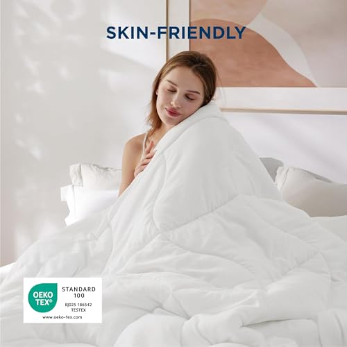 Bedsure Queen Comforter - Comforters Queen Size for All Season, Ultra-Soft Down Alternative & Prewashed Duvet Insert with 4 Tabs - Machine Washable, White, 88x88 Inches Bedsure