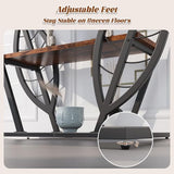 HavenlyYouth Leaf Design Console Table for Entryway, 3-Tier Storage, 30mm Thick Rustic Brown Industrial Metal Frame, Easy-to-Assemble Narrow Accent Table, Space-Saving for Hallway, Entrance, Foyer HavenlyYouth