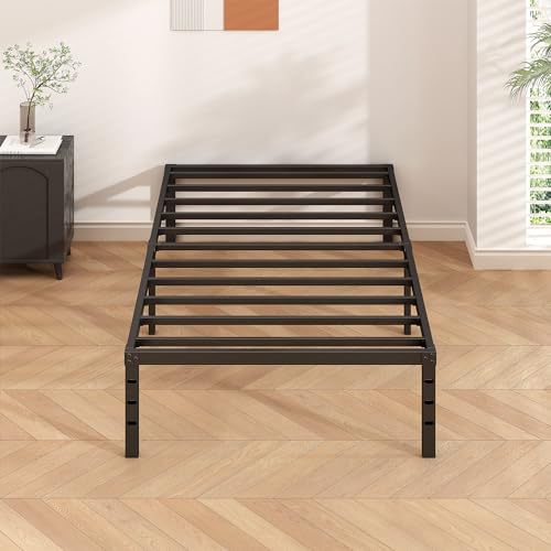 HLIPHA Metal Platform Bed Frame 18 Inch Tall,No Box Spring Needed,Twin Size Bed with Heavy Duty Strong Support Slats,Easy to Assemble,Black HLIPHA