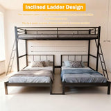 CXRCY Heavy Duty Triple Bunk Bed, Twin Over Twin Over Twin with Guardrails, Inclined Ladder & Storage, Detachable Metal Bunk Bed for 3, Converts to 3 Separate Twin Beds CXRCY