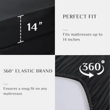 JOLLYVOGUE Queen Comforter Set 7 Pieces, Black Bed in a Bag Comforter Set for Bedroom, Bedding Comforter Sets with Comforter, Sheets,Ruffled Shams & Pillowcases JOLLYVOGUE
