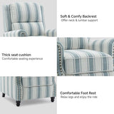 Blissabod Pushback Recliner Chair, Striped Fabric Wingback Recliner Chair, Upholstered Push Back Armchair Recliner, Single Sofa with Trim Wood Legs for Living Room (Blue)
