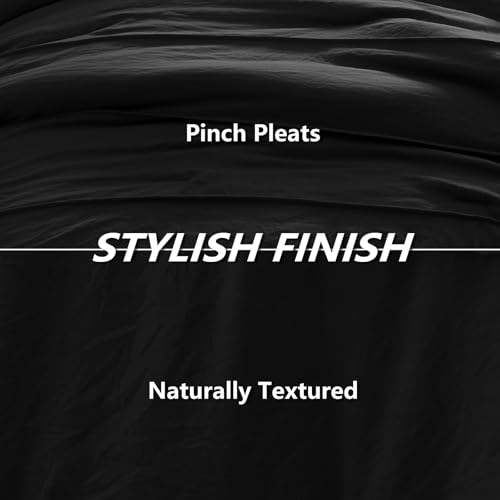 CozyLux Queen Comforter Set Black, 7 Pieces Soft Pinch Pleat Bed in a Bag Queen Comforter Set with Sheets, Boho Bed Set with Down Alternative Comforter, Sheets, Pillowcases & Shams CozyLux