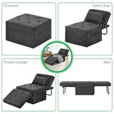 PORWEY Sleeper Chair Sofa Bed, 4-in-1 Convertible Futon Chair Multi-Function Couch Folding Ottoman with Adjustable Backrest for Living Room Apartment Office, No Assembly Required, 29” Width,Dark Gray PORWEY