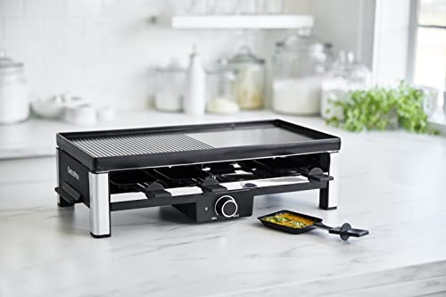 GreenPan Electrics Healthy Ceramic Nonstick, 3-in-1 Reversible Grill, Griddle & Raclette, PFAS-Free, Serves up to 8 People for Parties &Family Fun, Pancake Plate, 8 Mini Square Nonstick Pans& Spatulas