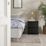 Tvilum 2 Drawer Bedroom Nightstand Nighstand, 19.69 in x 15.91 in x 19.49 in, Black Tvilum