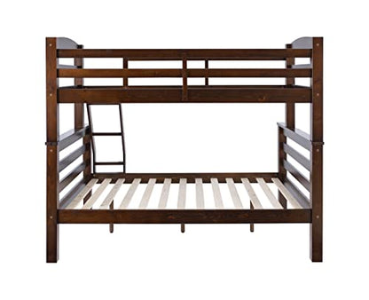 Powell Espresso Twin/Full Bunk Bed with Built-In Ladder and Detachable Design - WoodArtSupply