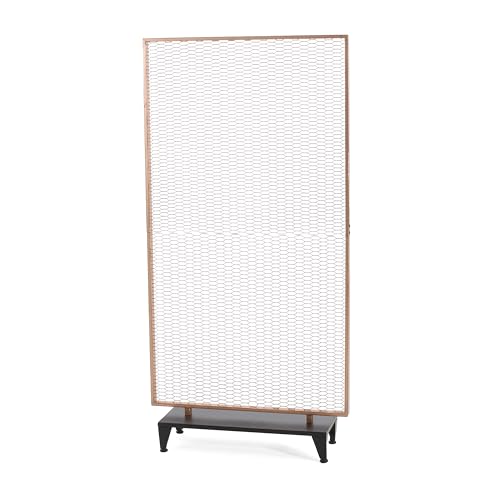 Christopher Knight Home Eldon Metal Room Divider Screen, Tall Single Panel Mesh Privacy Screen, Iron Frame and Modern Design Room Separation, Free Standing Wall Partition, Gold Brushed Brown+Black Christopher Knight Home