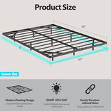 Arhomefurni Floating Bed Frame with Smart LED Lights Metal Platform Bed Easy Assembly No Box Spring Needed (Queen) Arhomefurni