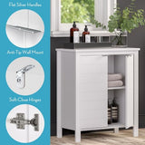 RiverRidge Madison Two Door Floor Bathroom Storage Cabinet Freestanding Linen Cabinet with 3 Shelves and Double Doors Bathroom Cabinet for Towel Storage RiverRidge