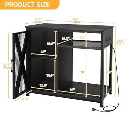 DWVO 40-50 Gallon Aquarium Stand with Power Outlets & LED Light, Cabinet for Fish Tank Accessories Storage - Metal Fish Tank Stand Suitable for Turtle Tank, Reptile Terrarium, 660LBS Capacity - WoodArtSupply