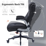 High Back Office Chair 400lbs Fabric- Thick Padded Cloth Computer Desk Chair, Adjustable Lumbar Support & Flip-Up Arms, Locking Wheels - Ergonomic Durable Work Chair for Adults, Men and Women Sunchen