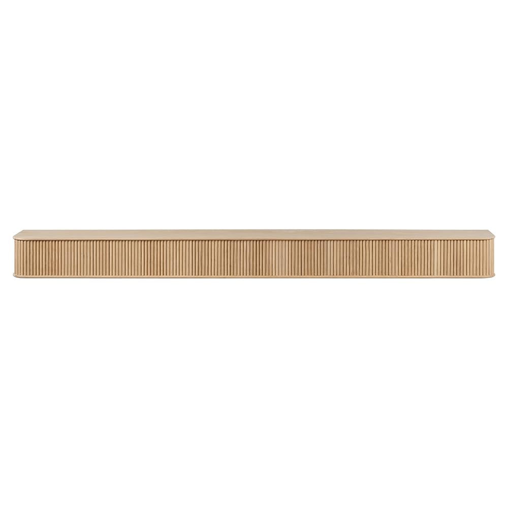 Modern Ember Alfama 60 Inch Fireplace Wood Mantel Shelf with Fluted “Reed” Details | Natural White Oak Wood | Unfinished | DIY Mounting Hardware Included | 60" W x 6" H x 8" D