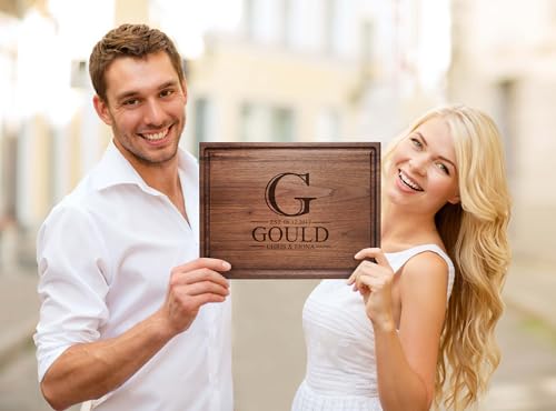 Walnut Artisan Personalized Cutting Boards,Mother's Day, Custom Wedding, Anniversary or Housewarming Gift Idea, Wood Engraved Charcuterie Board for Couples and Newlyweds, Monogram Initial Design 030 Walnut Artisan Gallery