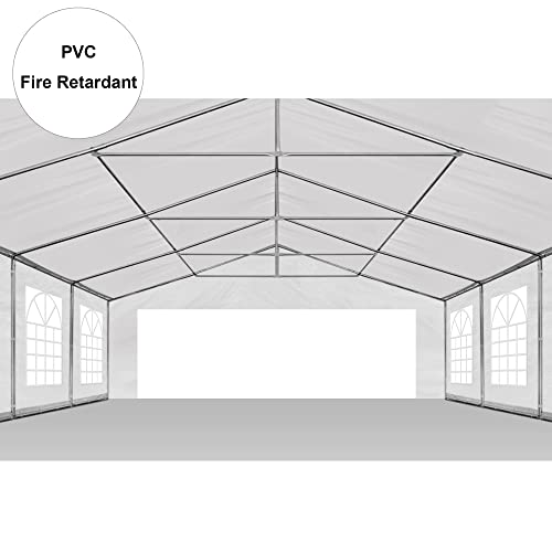 AMERICAN PHOENIX Party Tent PVC 20x20 ft Heavy Duty Canopy Shelter for Wedding Event White with Fire Retardant (20x20 FT, White-PVC)