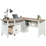 Sauder August Hill L-Shaped Home Office Desk in Soft White, Soft White finish Sauder