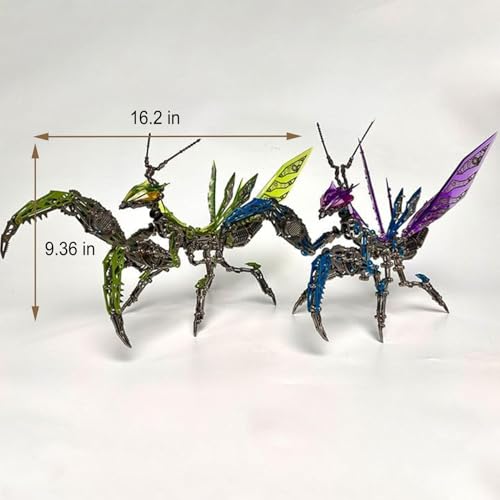 Metalkitor 3D Metal Puzzles for Adults, Giant Mantis Model Kit - Steampunk DIY Ornament - Assembly Jigsaw Crafts Brain Teaser - Perfect Room Decor and Gift Choice(1200+PCS, Purple)