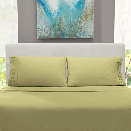 Hearth & Harbor Full XL Size Sheets - 4 Piece Bed Sheet Set, Hotel Luxury Double Brushed Bed Sheets - Extra Soft Bedding Sheets & Pillowcases, Full XL, Sage Hearth & Harbor