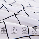 Faincy Full Comforter Set, White Black Grid Geometric Plaid Pattern Printed Reversible Comforter - Size 80 x 90 3PC Soft Microfiber Duvet Sets 2 Pillowshams Modern Bedding in a Bag for Women Men Teen Faincy