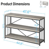 LVB Farmhouse Entryway Table, Metal Wood Console Table for Hallway, Industrial Rustic Sofa Table with 3-Tier Storage Shelf, Modern Entry Table for Foyer Front Home Living Room, Light Grey Oak, 47 inch LVB