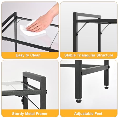 Livofloral 40.6" Tempered Glass Console Table for Entryway, Narrow Console Tables with Storage, Hallway Table for Entryway, Living Room, Black Sofa Tables Behind Couch, Modern Style, Easy Assemble Livofloral