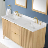 OVE Decors Indy 60 in. Undermount Double Sink Bathroom Vanity with White Engineered Marble Top, Rustic Ash OVE Decors