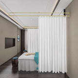 Iukar Privacy Partition Curtains,U-Shaped Rod Room Divider Curtains,Metal Support Wall Mounted Privacy Curtains with Flat Hooks for Fitting Room Beauty Salon Bedroom,7.54ft(White) lukar
