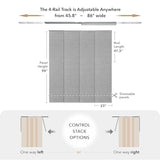 GoDear Design Adjustable Sliding Panel Hanging Room Dividers 45.8"- 86" W x 96" H, Extendable Vertical Blinds for Sliding Glass Doors, Closet Door Blinds Trimmable Fabric Panel Curtain Shades, Airo GoDear Design