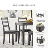 Signature Design by Ashley Bridson 6 Piece Dining Set, Includes Rectangular Dining Table, 4 Ladderback Chairs & Bench, Wood, 36" W x 60.13" D x 30" H, Gray Signature Design by Ashley