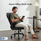 amseatec Office Chair, Executive PU Leather Chair Home Office Desk Chairs, Ergonomic Computer Desk Chair with Adjustable Flip-Up Arms, Lumbar Support Swivel Task Chair with Rocking Function (Black) amseatec