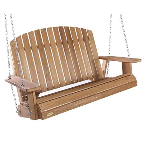 All Things Cedar PS50-SW10 Adirondack 4-ft Cedar Swing with Comfort Springs Wood All Things Cedar