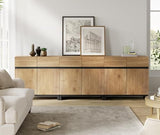 WAMPAT 3 in 1 Multifunctional Sideboard Buffet Cabinets, Modern Sideboard with Adjustable Shelf and Metal Base, Coffee Bar Cabinet Storage Cabinet for Living Room, Kitchen,Oak WAMPAT